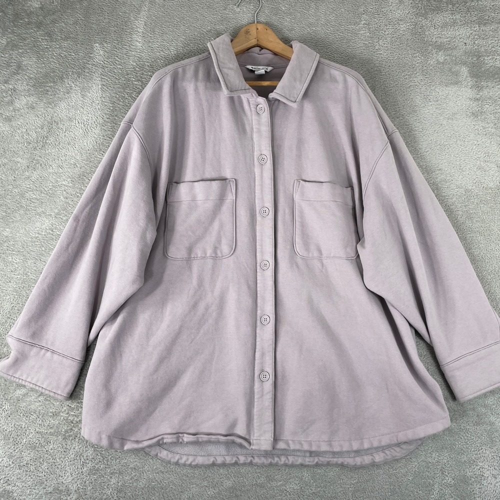 Athleta Retro Plush Shacket Womens 2XL Purple Fleece Lined Oversized Jacket